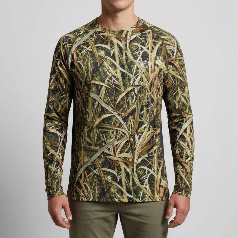 Bassdash Men's Performance Camouflage Long Sleeve Shirt UPF 50+ Size Large